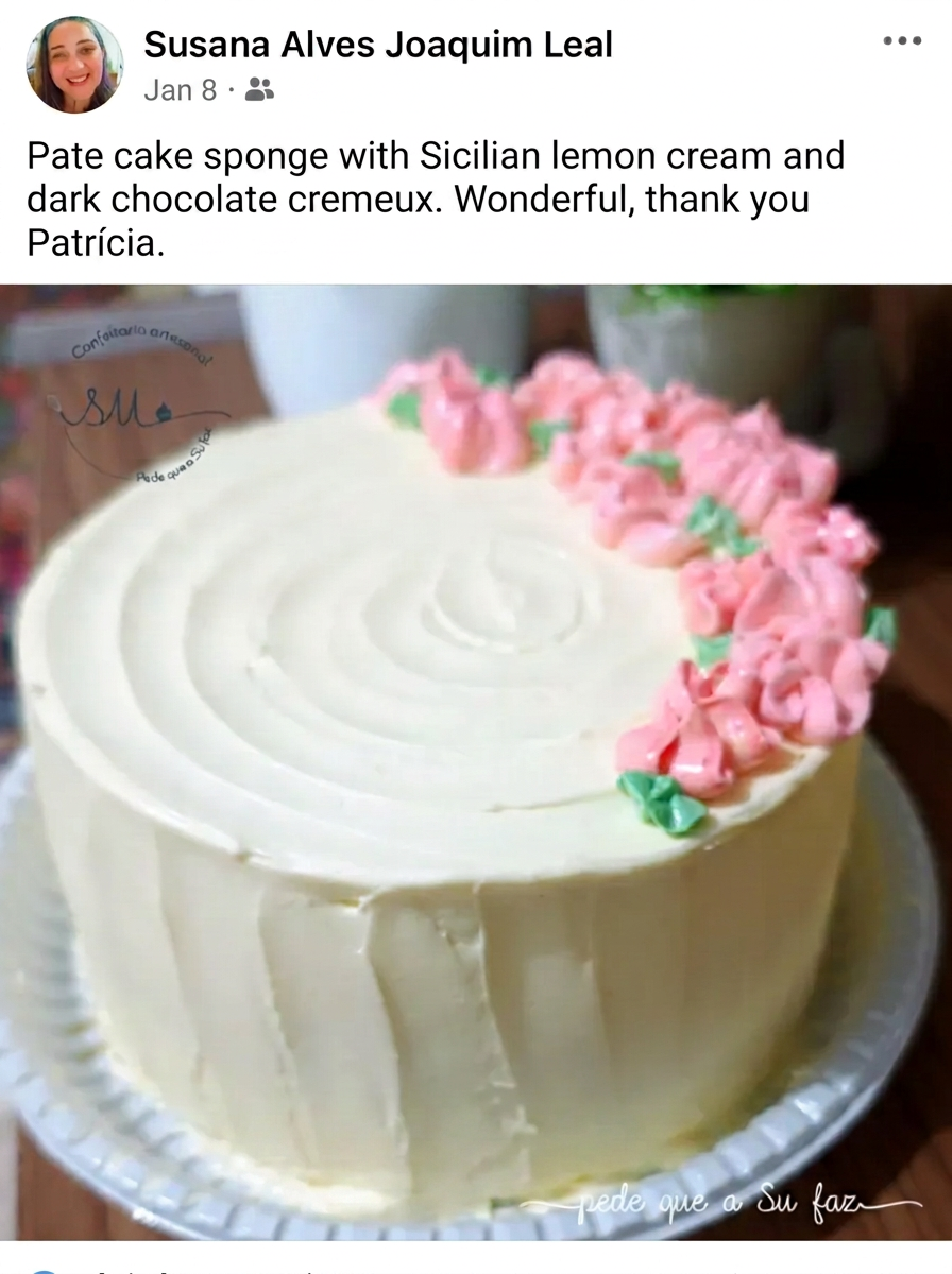 Cake with Sicilian lemon cream and chocolate crémeux made by a student